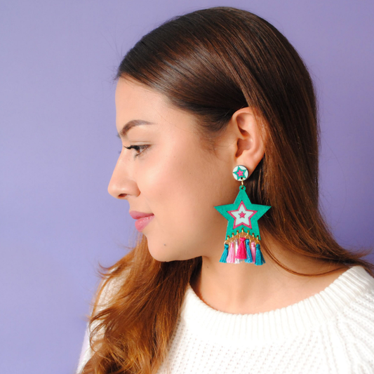 Aretes Estrellas Sideral Verdes