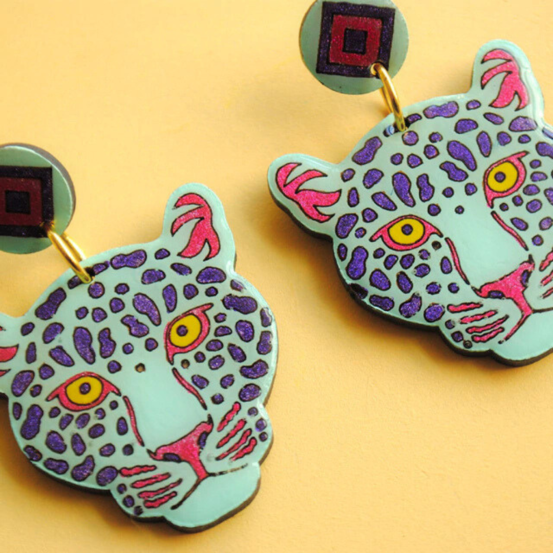 Aretes Jaguar del Amazonas Azul