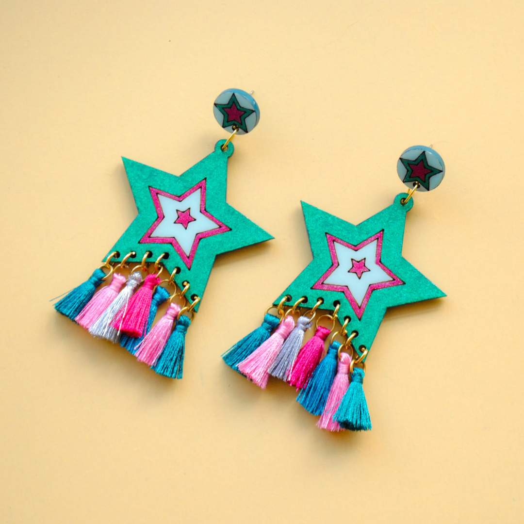 Aretes Estrellas Sideral Verdes