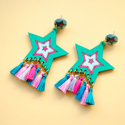 Aretes Estrellas Sideral Verdes