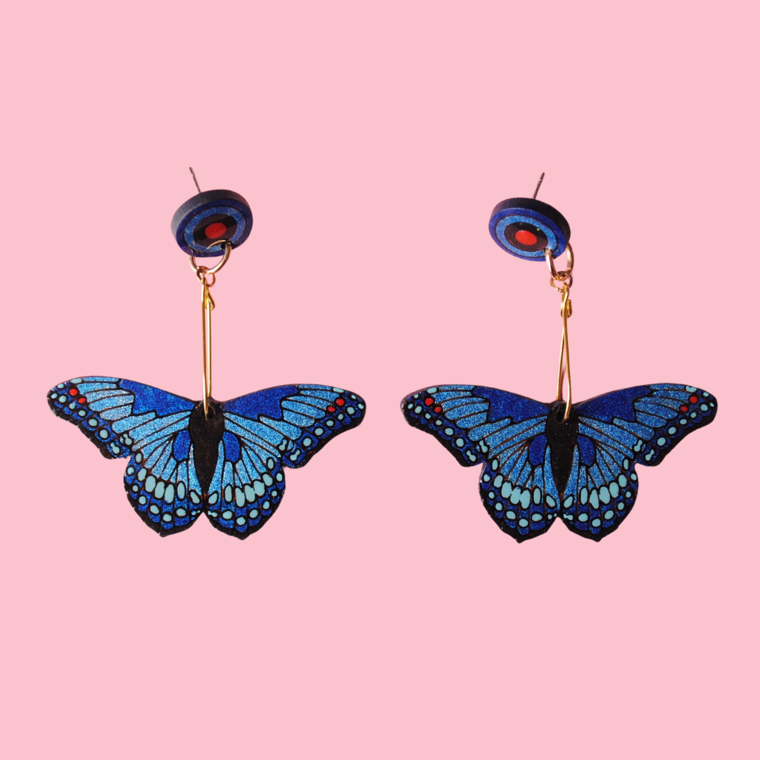 Aretes Mariposas Azules