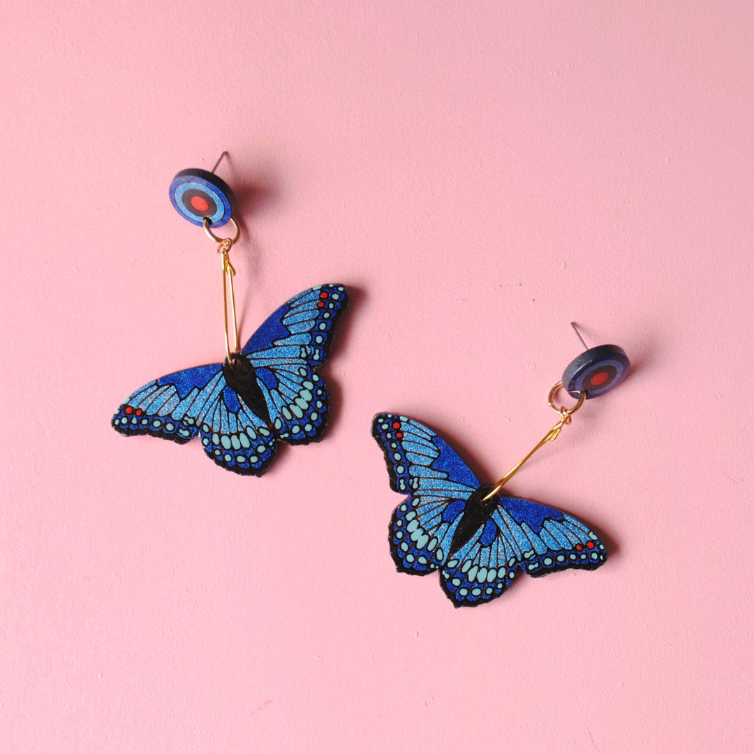 Aretes Mariposas Azules