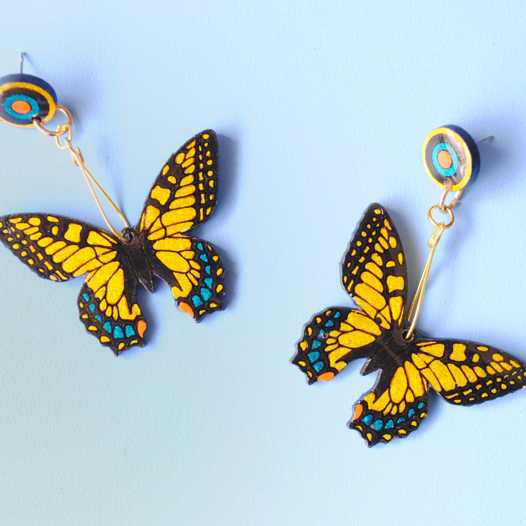 Aretes Mariposas Amarillas